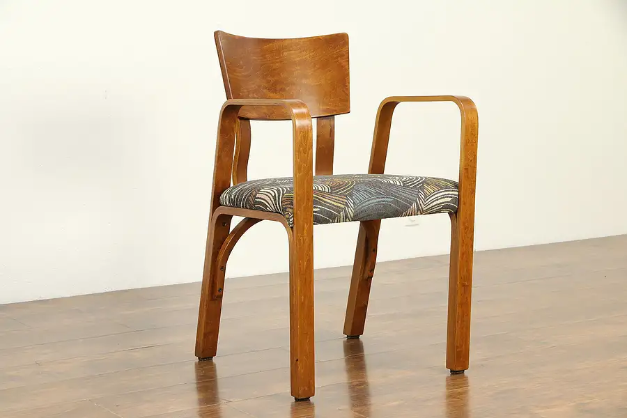 Main image of Midcentury Modern 1960 Vintage Birch Chair, New Upholstery