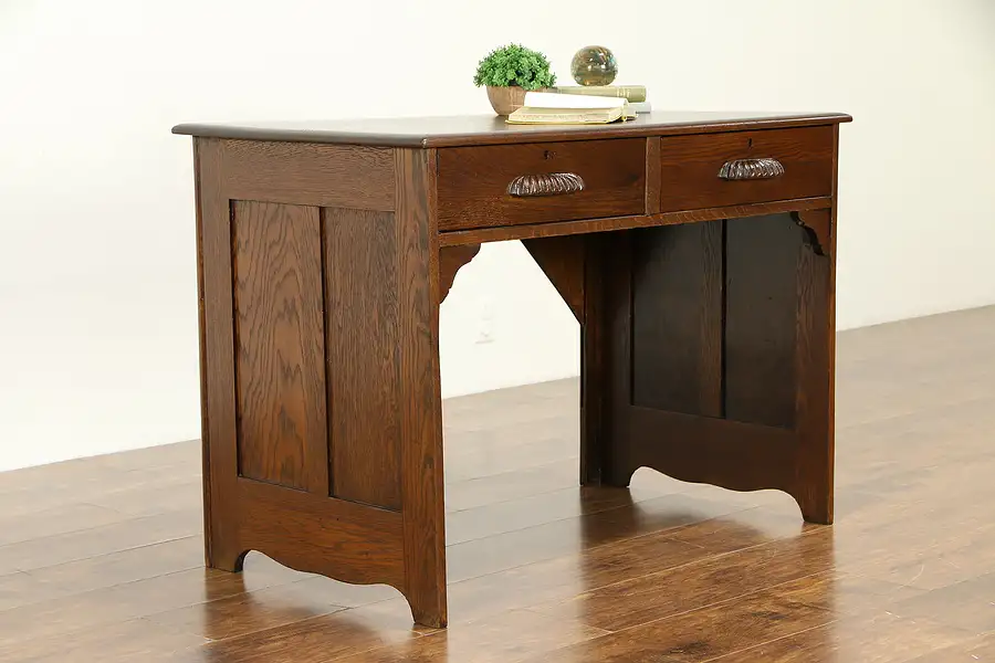 Main image of Victorian Antique 1890's Oak Schoolmaster Desk