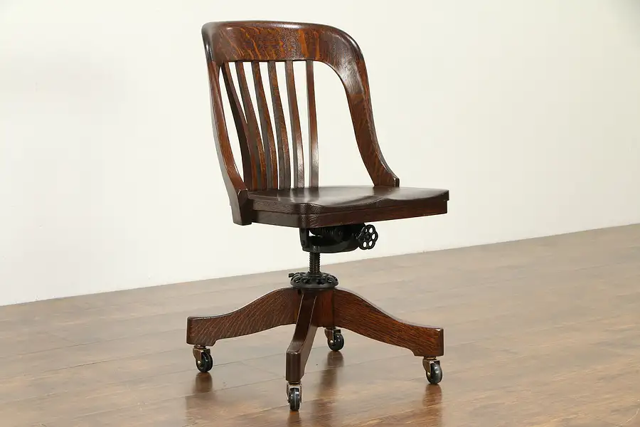 Main image of Oak Quarter Sawn Antique Swivel Adjustable Desk Chair