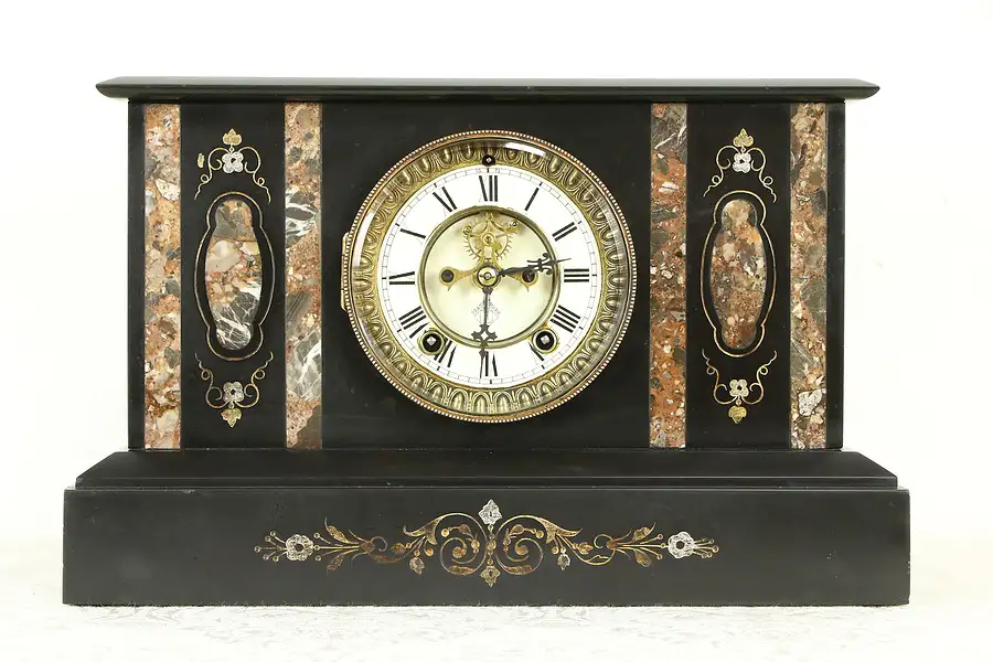 Main image of Ansonia NY Antique Victorian Marble Open Escapement Clock