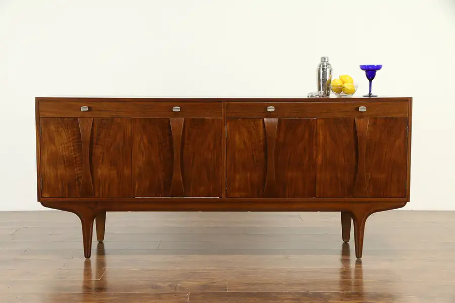 Main image of Midcentury Modern Scandinavian Vintage Walnut Credenza, Bar or Sideboard