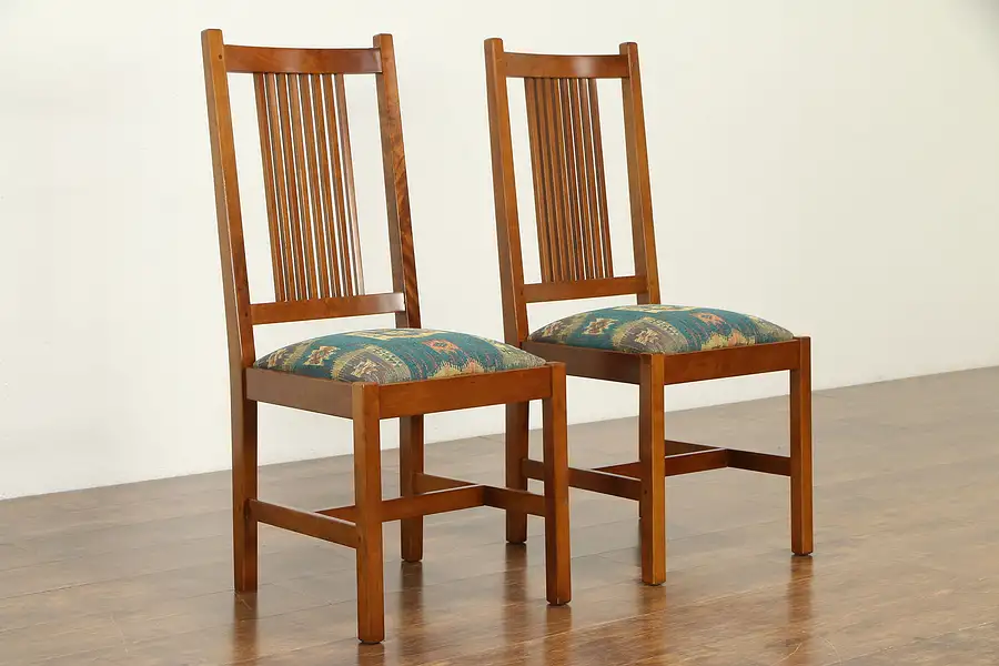 Main image of Craftsman Pair of Cherry Dining or Office Chairs, Signed Stickley 1999