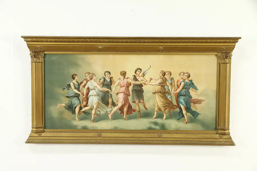 Main image of Victorian Antique Chromolithograph of Classical Roman Dancing Girls