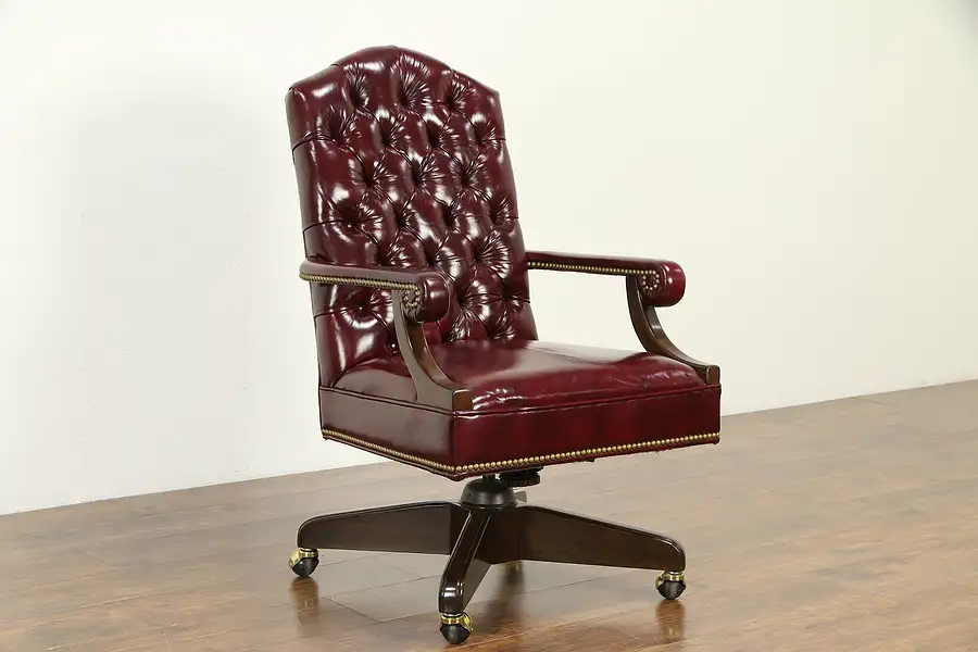 Main image of Tufted Leather Swivel Adjustable Desk Chair, Harden 1986