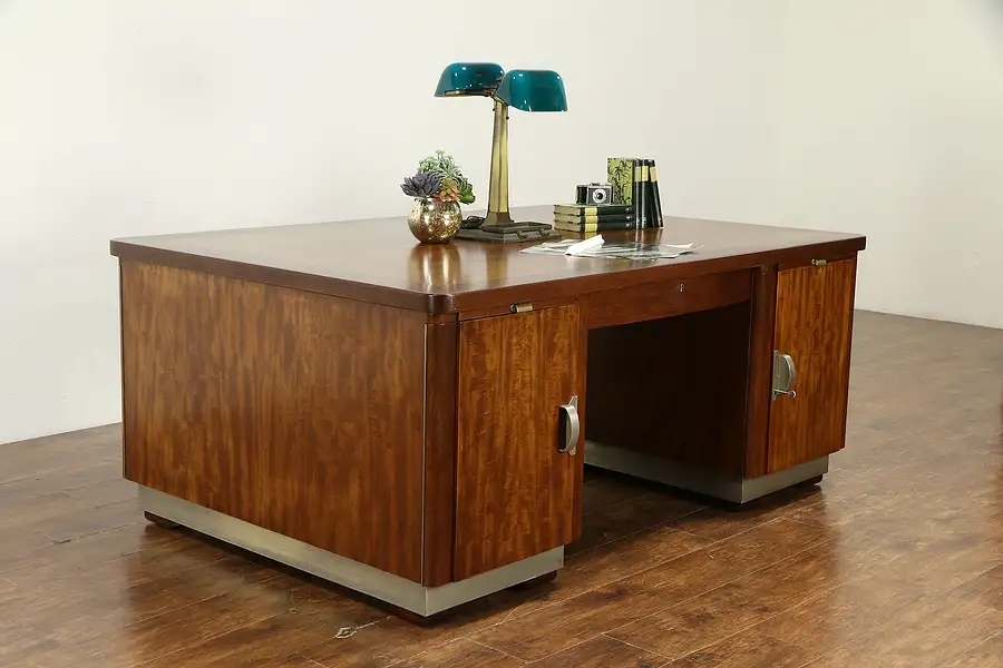 Main image of Midcentury Modern Danish Vintage Mahogany Library Partner Desk