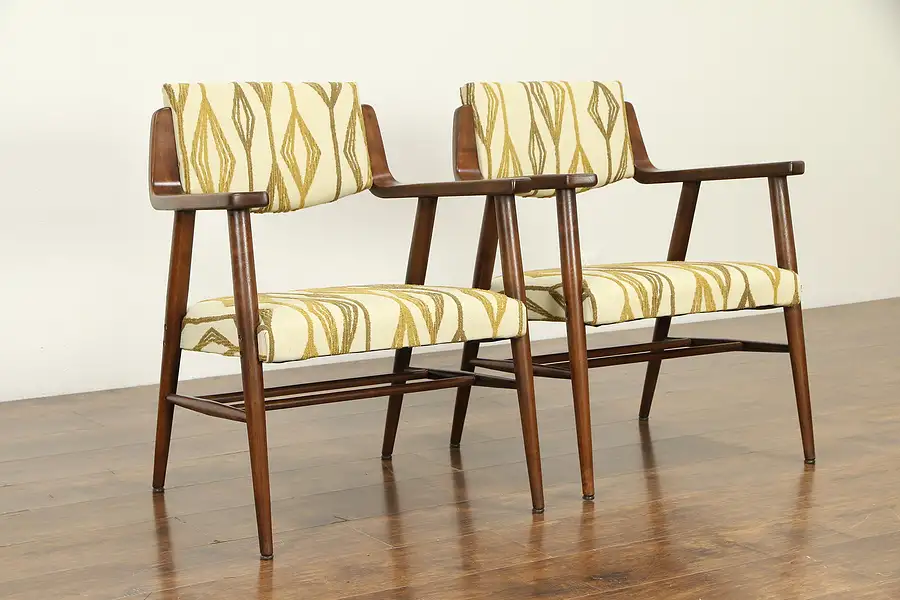 Main image of Pair of Midcentury Modern 1960 Vintage Chairs, New Upholstery, Johnson