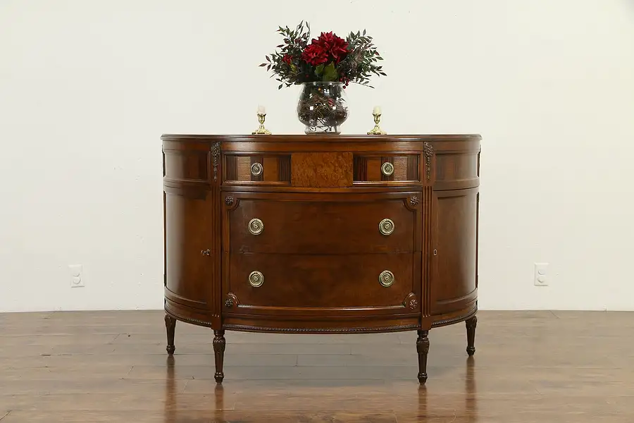 Main image of Demilune Half Round Antique Console or Chest, Secret Drawer