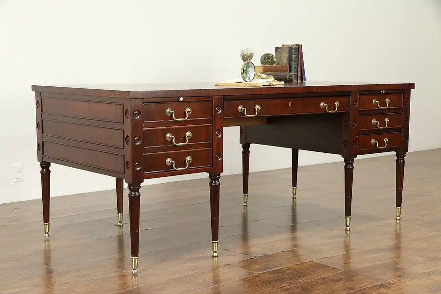 Main image of Traditional Mahogany Vintage Library Desk, File Drawer, Signed Myrtle