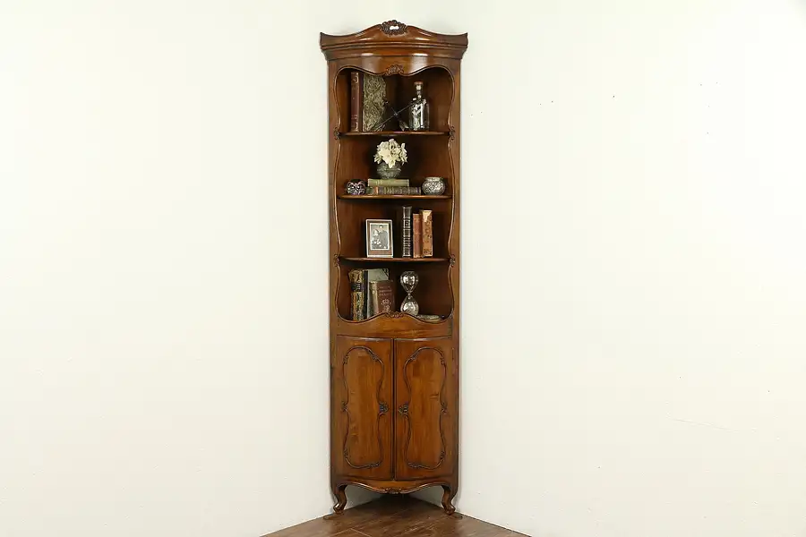 Main image of Italian Vintage Hand Carved Fruitwood Corner Cupboard or Cabinet