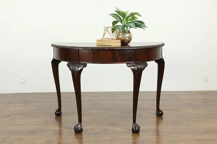 Main image of Georgian or Chippendale Style Half Round Demilune Console Table