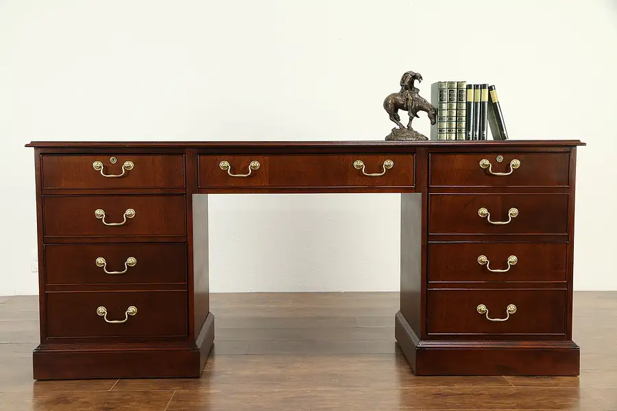 Main image of Traditional Mahogany Credenza Computer Desk, 3 File Drawers, Councill