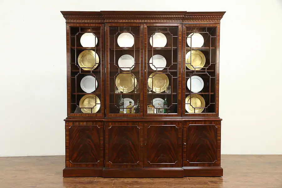 Main image of Traditional Mahogany Vintage Breakfront China Cabinet, Councill