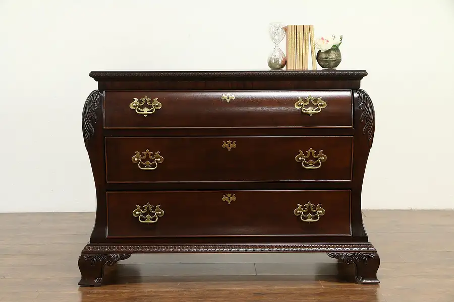 Main image of Bombe Vintage Carved Mahogany Hall Chest or Dresser, Century