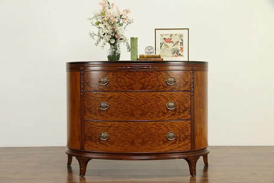 Main image of Romweber Vintage Demilune Hall Chest or Dresser, Curly Birch