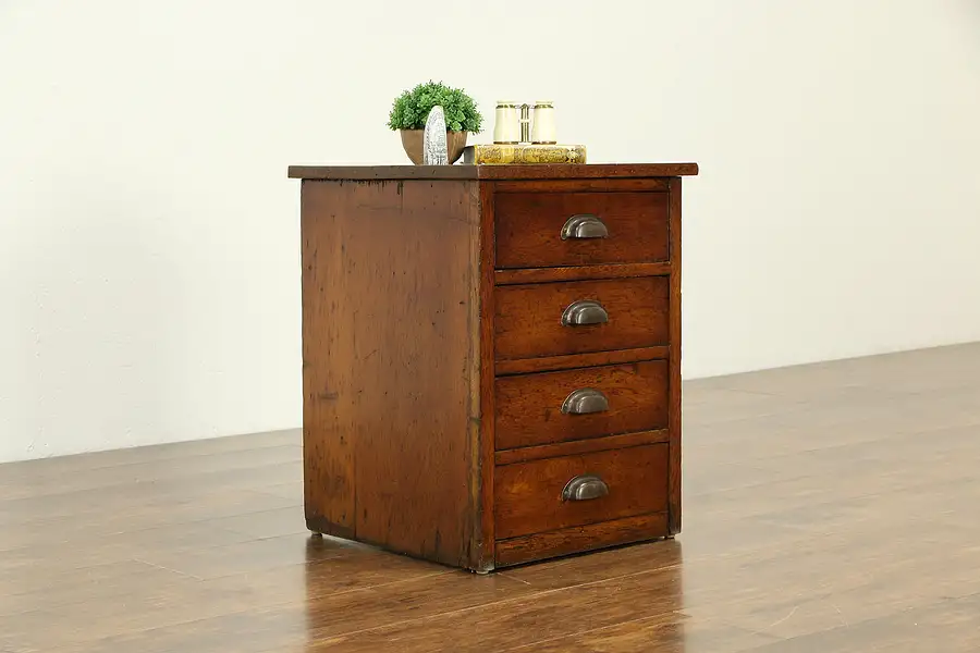 Main image of Oak Rustic Antique 1900 File, Nightstand, End or Lamp Table