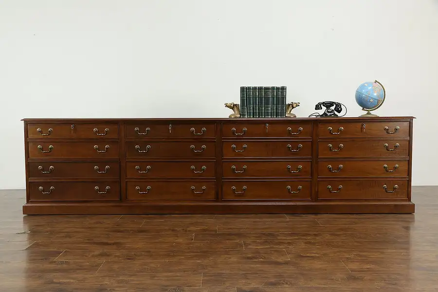 Main image of Traditional 10' Vintage Mahogany Credenza Lateral File Cabinet, Coakley