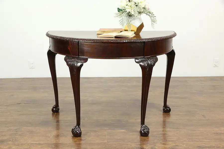 Main image of Chippendale or Georgian Style Half Round Demilune Console Table