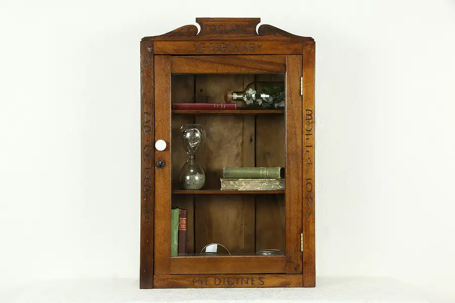 Main image of Dr. Claris Oak Antique Veterinary Medicine Cabinet, Buffalo NY