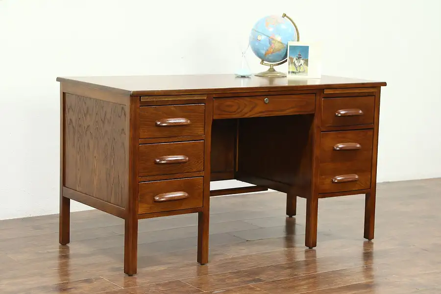 Main image of Midcentury Modern 1940's Vintage Solid Oak Office or Library Desk