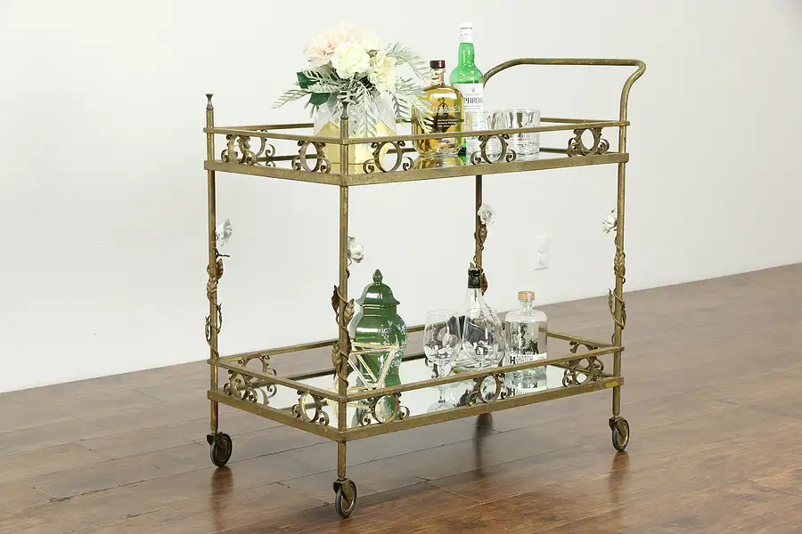 Main image of Italian Vintage Wrought Iron Bar Cart, Tea or Beverage Trolley