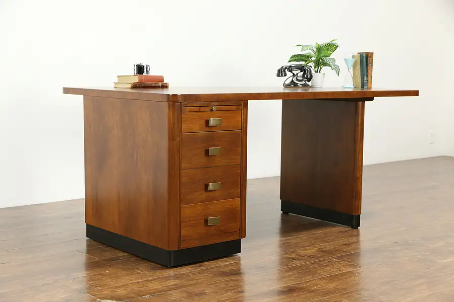 Main image of Midcentury Modern 1960 Vintage Walnut Desk, Harwood Stowe Davis