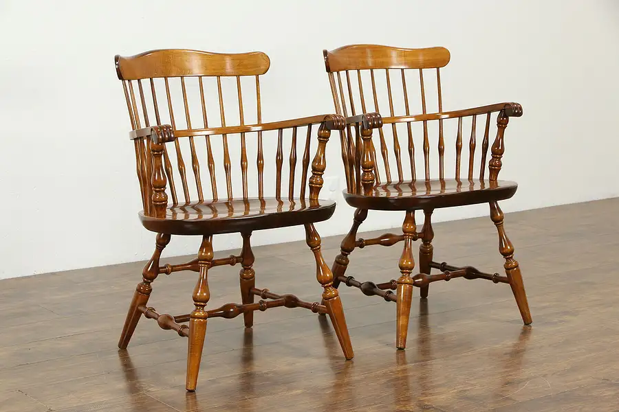 Main image of Pair of Windsor Vintage Arm Chairs Nichols & Stone