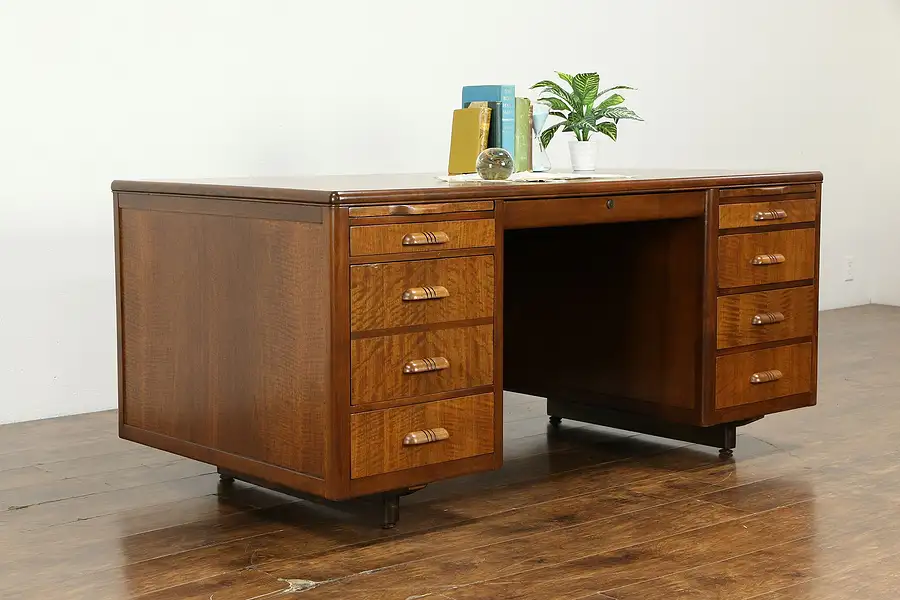 Main image of Midcentury Modern Walnut 1950's Vintage Library or Executive Desk