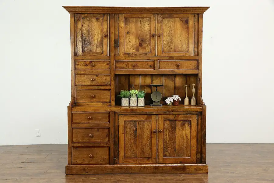 Main image of Country Vintage Kitchen Pantry Cupboard, Reclaimed Antique Wormy Pine