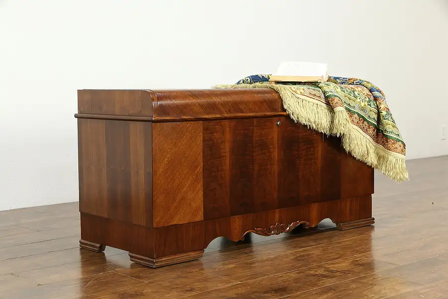 Main image of Art Deco Waterfall Design 1930's Vintage Cedar Lined Lane Blanket Chest