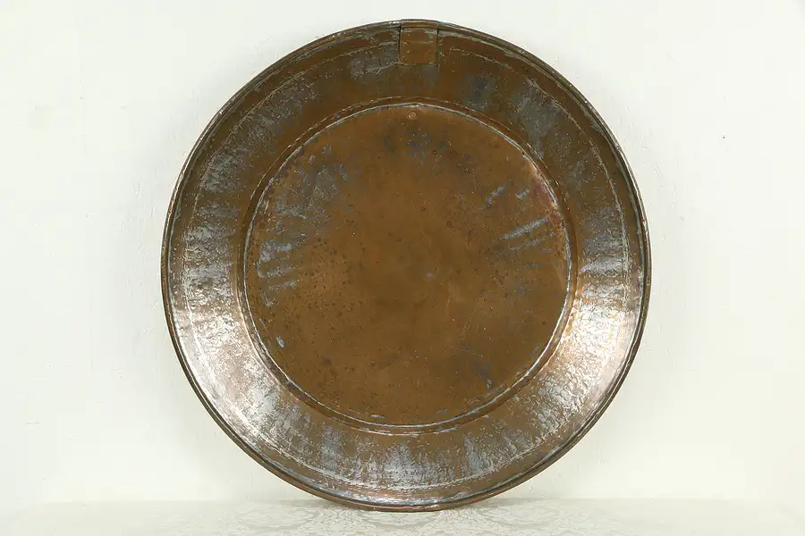 Main image of Hand Hammered Turkish Copper 28" Banquet Tray or Wall Plaque, Tin Wash