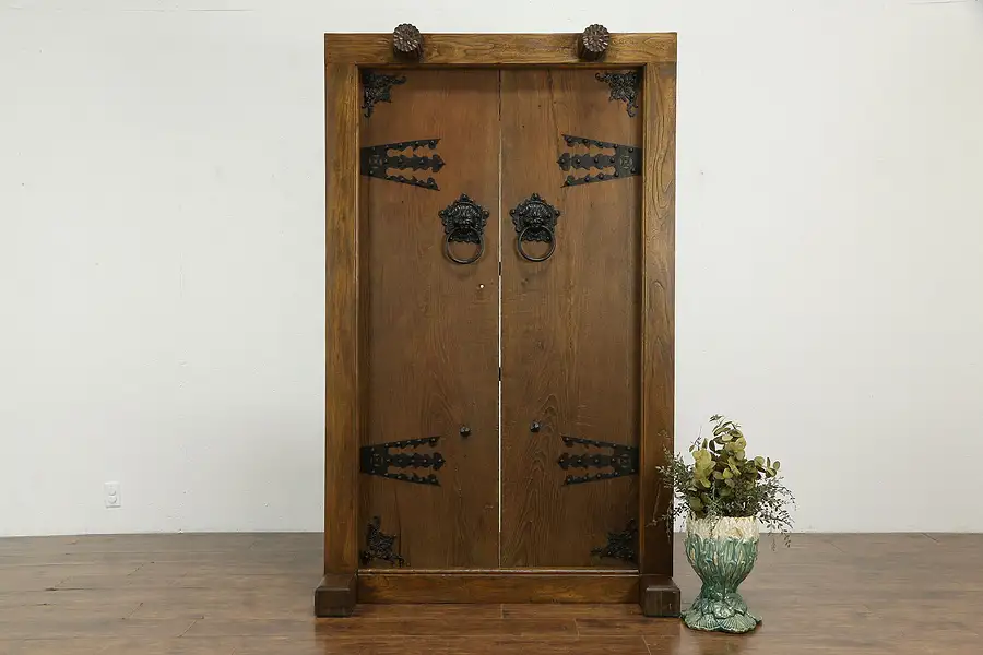 Main image of Chinese Architectural Salvage Antique Elm Entryway & Doors, Iron Mounts