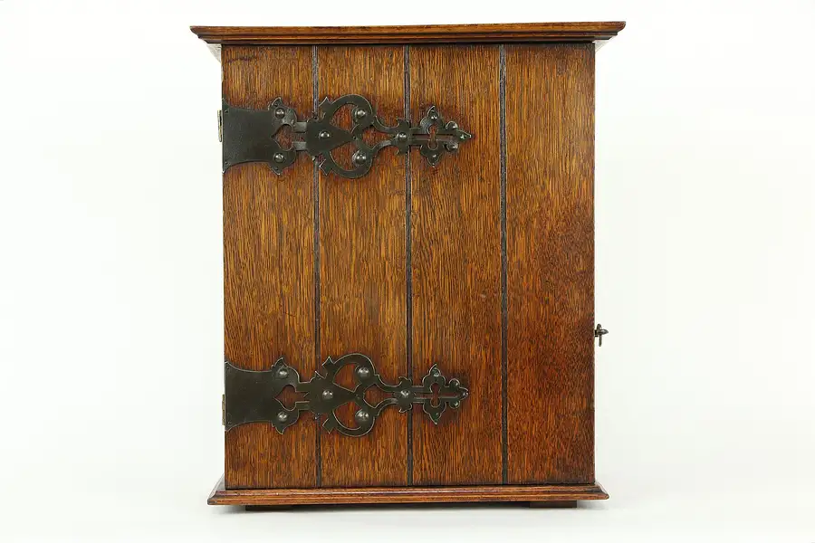 Main image of Oak Antique Medicine Chest, Wall Hanging Cupboard or Table Top Cabinet