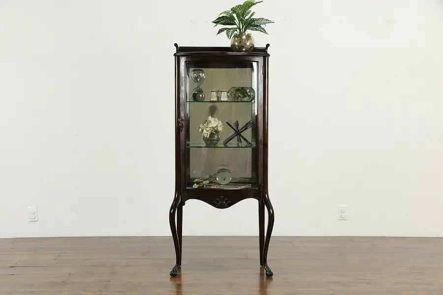 Main image of Art Nouveau Antique Mahogany Curio Display Cabinet or Vitrine