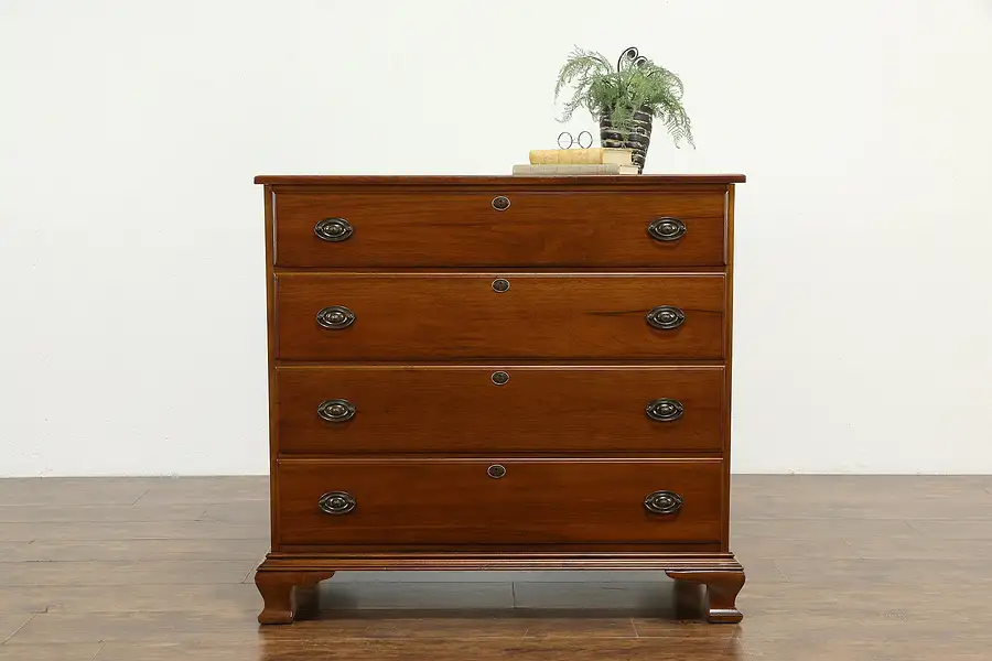 Main image of Traditional Walnut 1930's Vintage Dresser, Hall or Linen Chest