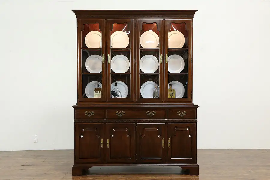 Main image of Traditional Cherry Lighted Vintage China Cabinet or Bookcase, Ethan Allen