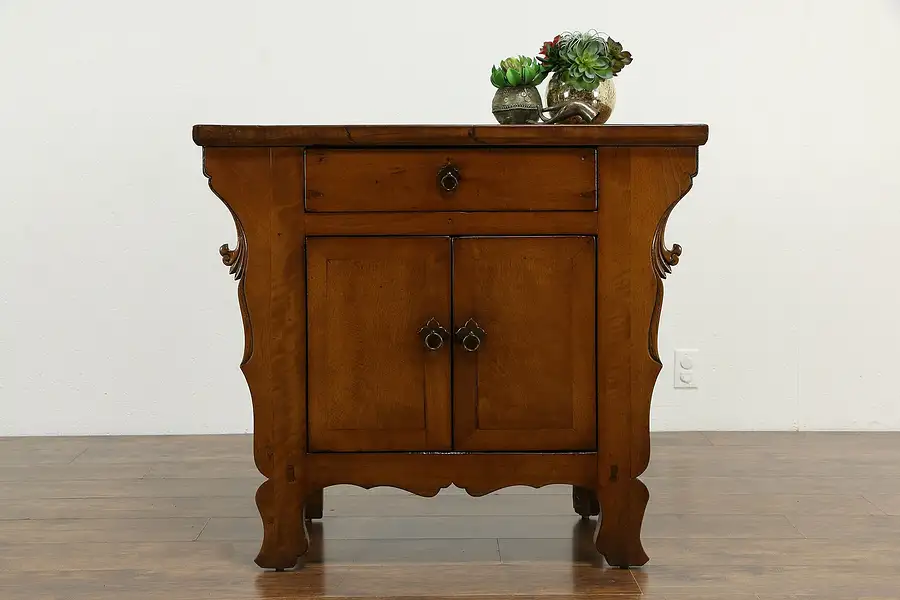 Main image of Chinese Carved Antique Cherry Console Cabinet or Server