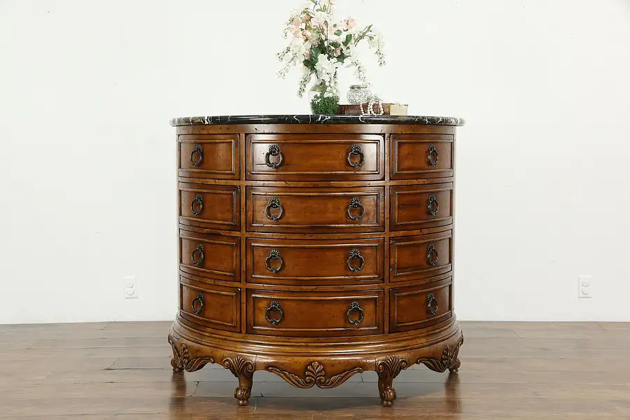 Main image of Marble Top Demilune Half Round Cherry Dresser or Hall Chest, Sansegal