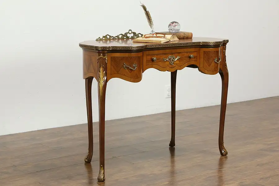 Main image of French Style Rosewood Vintage Writing Desk or Hall Console Table