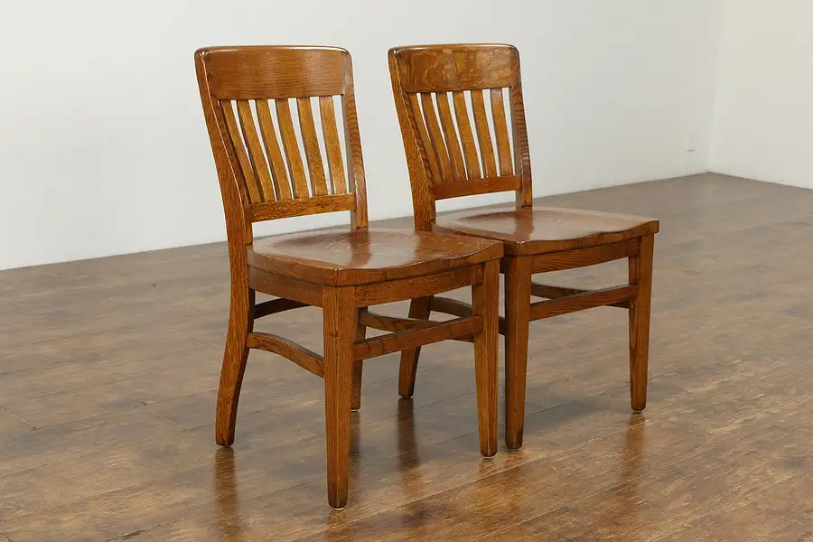 Main image of Pair of Antique Quarter Sawn Oak Library or Office Chairs