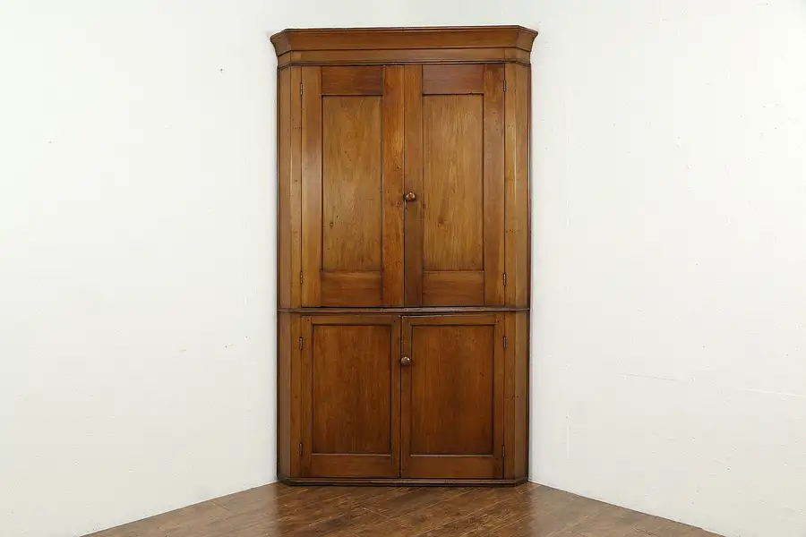 Main image of Walnut Farmhouse Antique 1840 Corner Cupboard or Cabinet, Pennsylvania