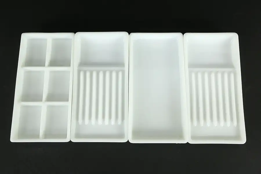 Main image of Antique Milk Glass Dental Trays, The American Cabinet Co.,Two Rivers