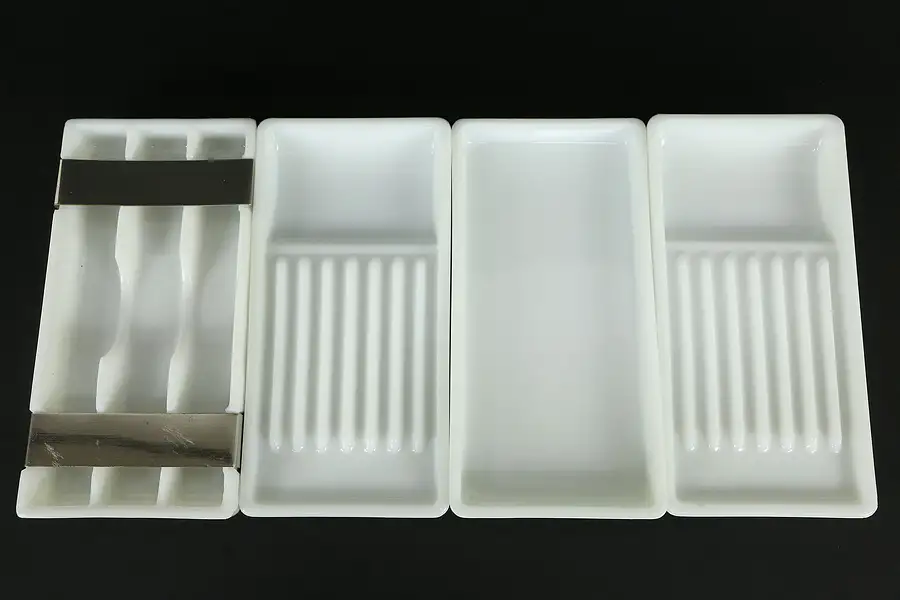 Main image of Antique Milk Glass Dental Trays, The American Cabinet Co.,Two Rivers