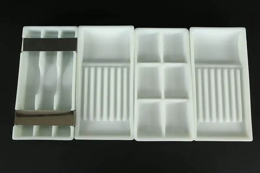 Main image of Antique Milk Glass Dental Trays, The American Cabinet Co.,Two Rivers