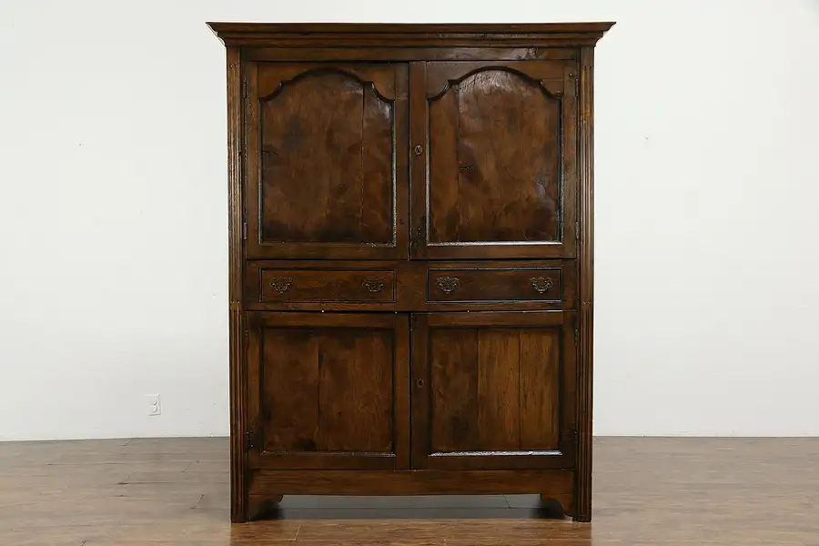 Main image of French Country Antique 1790 Elm Farmhouse Cupboard, Armoire or Cabinet