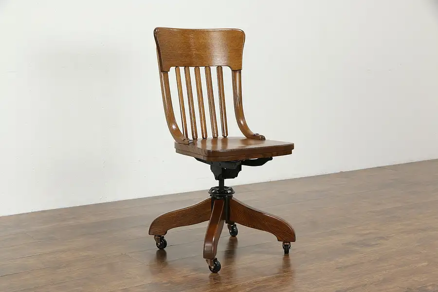 Main image of Craftsman Oak Antique Swivel Adjustable Office Desk Chair