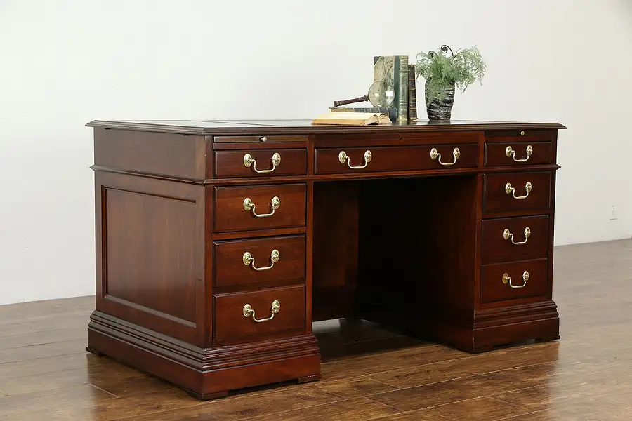 Main image of Cherry Vintage Leather Top Office or Library Desk Jasper