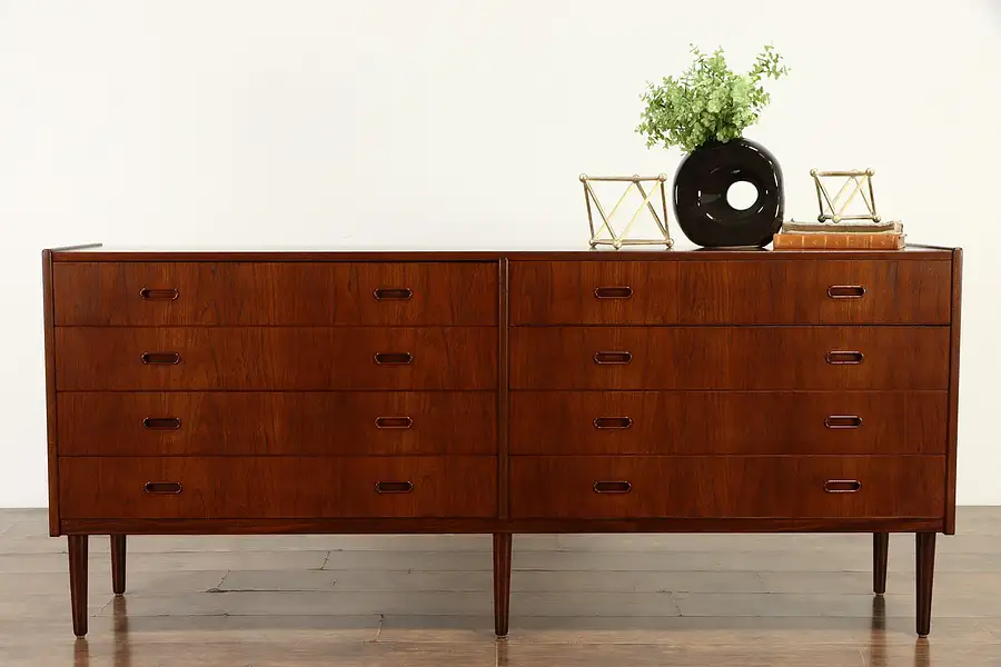 Main image of Midcentury Modern 1960 Vintage Danish Teak Wide Chest or Dresser