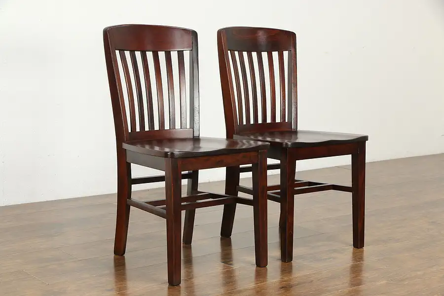 Main image of Pair of Birch 6 Slat Side Chairs Bullnose Top