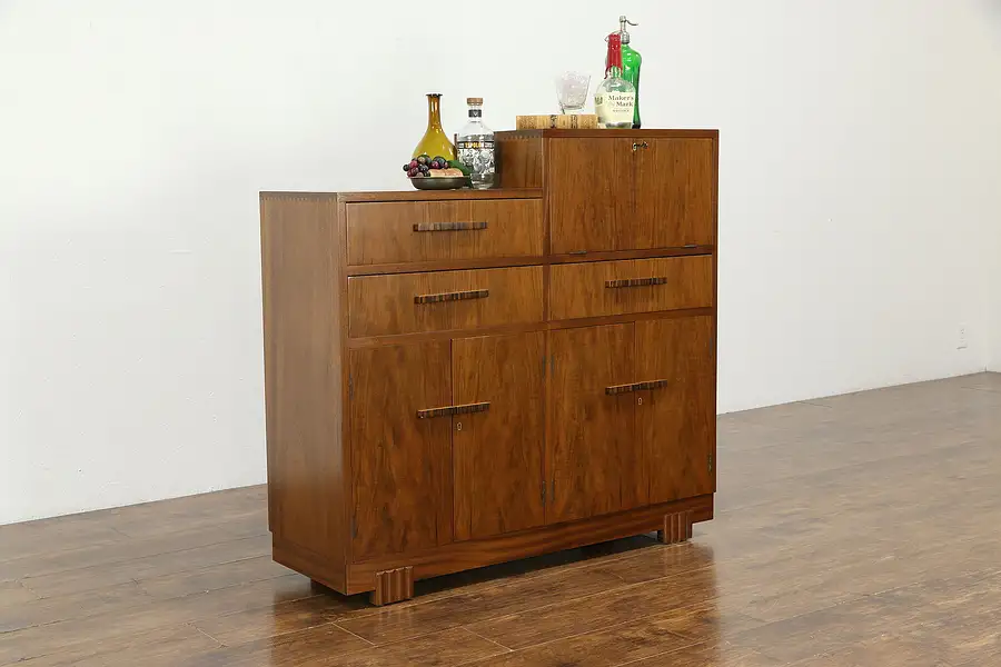 Main image of Midcentury Modern Vintage Teak English Sideboard, Desk & Bar Cabinet