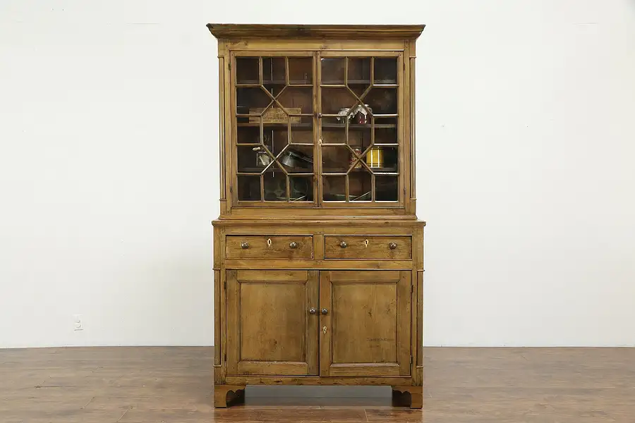 Main image of Country Pine Farmhouse Cabinet Antique Kitchen Pantry Cupboard, Bookcase